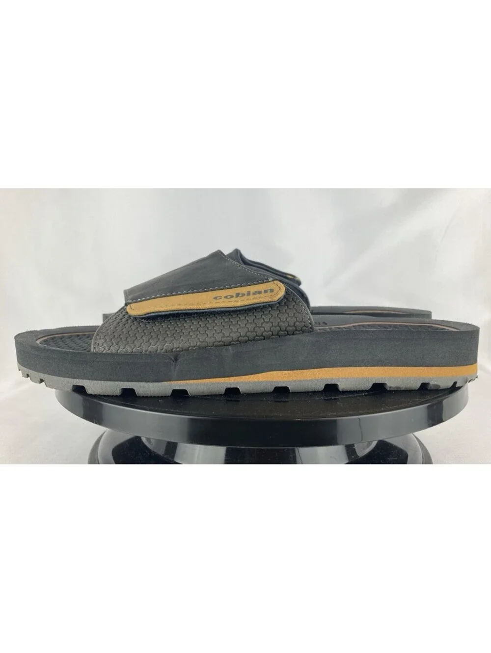 Men’s Size 8 ⁠Cobian Slide Sandals Dark Grey Tan Adjustable Cushion Salt Light